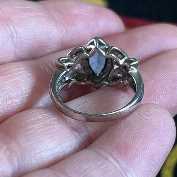 Vintage Cottagecore Butterfly London Blue Topaz Sterling Silver 925 Size 6 Ring - Picture 5 of 6